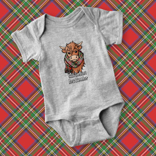 Body Para Bebé Vaca Highland con Stewart Royal Tartan Scarf