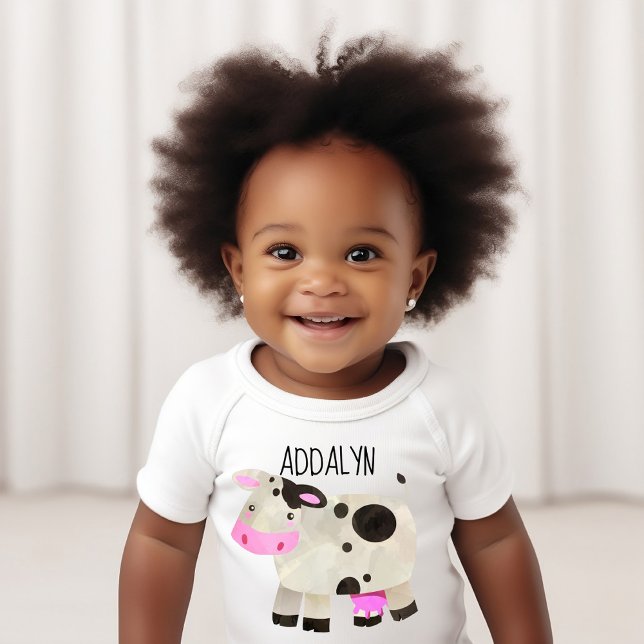 Body Para Bebé Vaca Personalizada Adorable (Cute cow customized infant bodysuit)