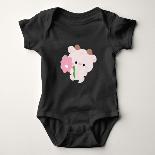 Body Para Bebé Vaca Romántica Adorable (Anverso)