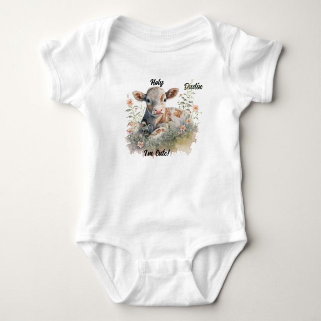 Body Para Bebé "¡Vaca sagrada soy linda!" Personalizado (Anverso)