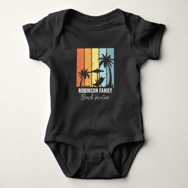 Body Para Bebé Vacaciones de Guay Retro Beach personalizadas (Anverso)