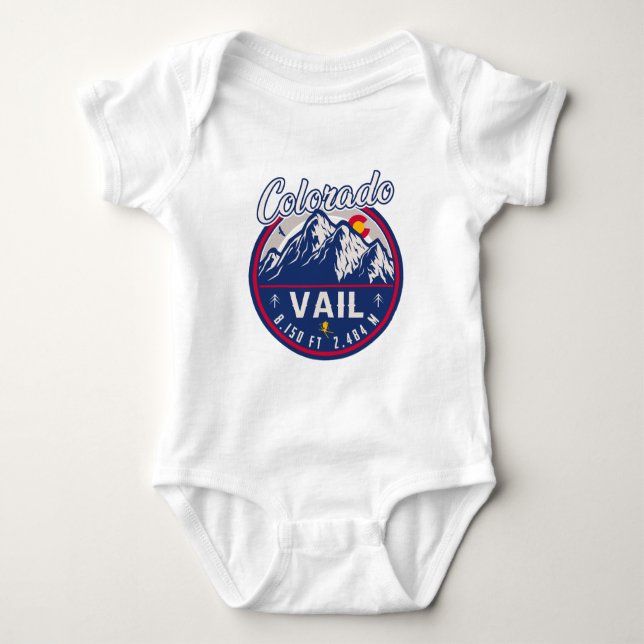 Body Para Bebé Vail Colorado Mountain Retro Sunset Souvenirs (Anverso)