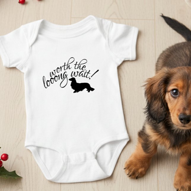Body Para Bebé Vale la pena el regalo recién nacido de Dachshund (Long hair wiener dog sibling - worth the long wait!)