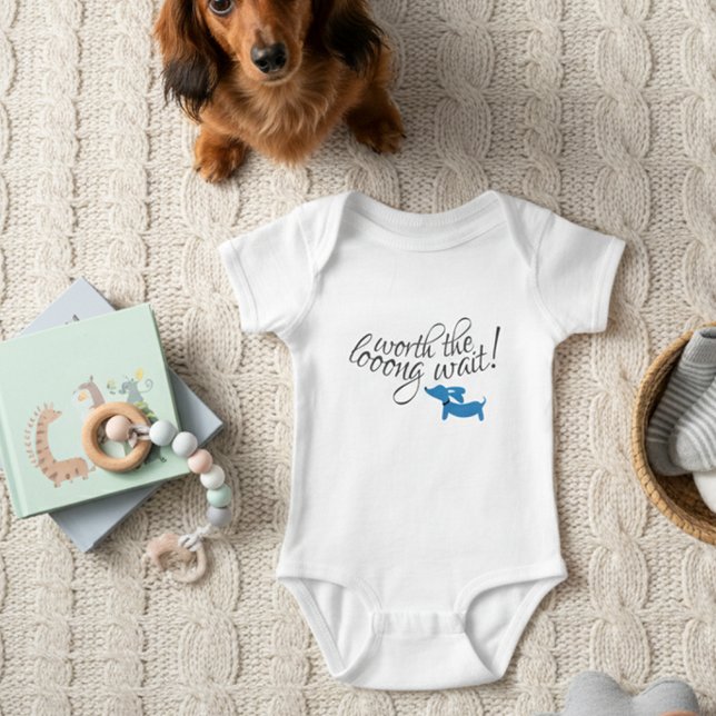 Body Para Bebé Vale la pena el regalo recién nacido de Dachshund, (Worth the long wait dachshund one piece newborn baby outfit for baby shower gifting)