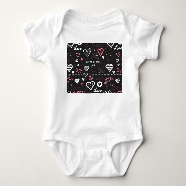 Body Para Bebé Valentine Doodle Heart Vintage (Anverso)