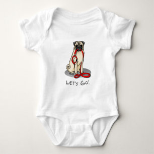 Body Para Bebé ¡Vamos! (paseo) Perro Pug (flor claro) Cute de cor