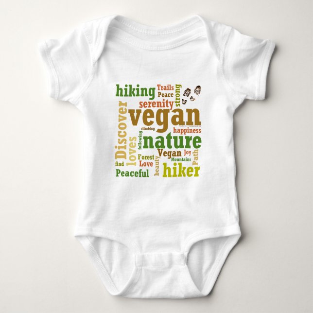 Body Para Bebé Vegan Hiker Hiking Word Cloud (Anverso)