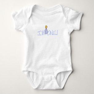 Body Para Bebé Vela Única Azul Primer Cumpleaños