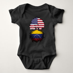 Body Para Bebé Venezuela Venezolano Americano USA Raíces Bandera