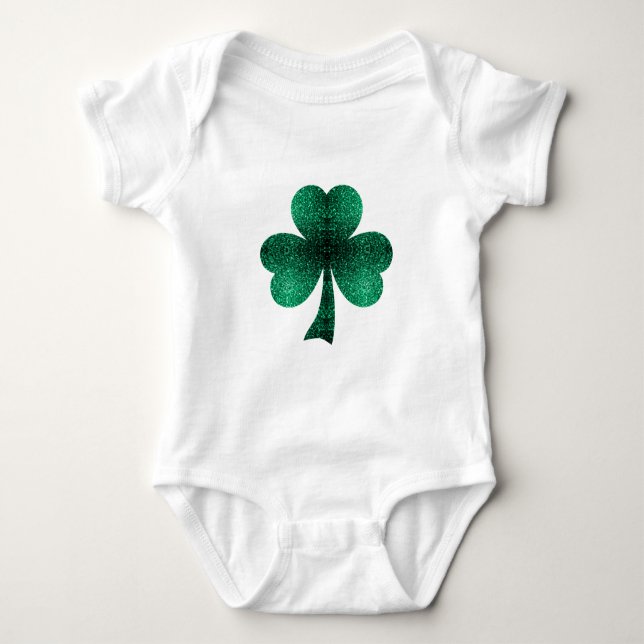 Body Para Bebé Verde Esmeralda Esparkolas Shamrock Clover St Pat  (Anverso)