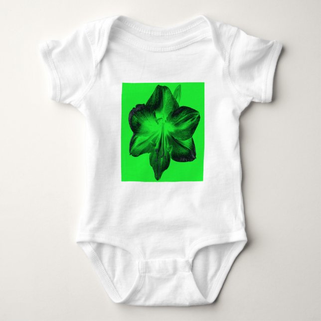 Body Para Bebé Verde oscuro sobre Amaryllis verde claro (Anverso)