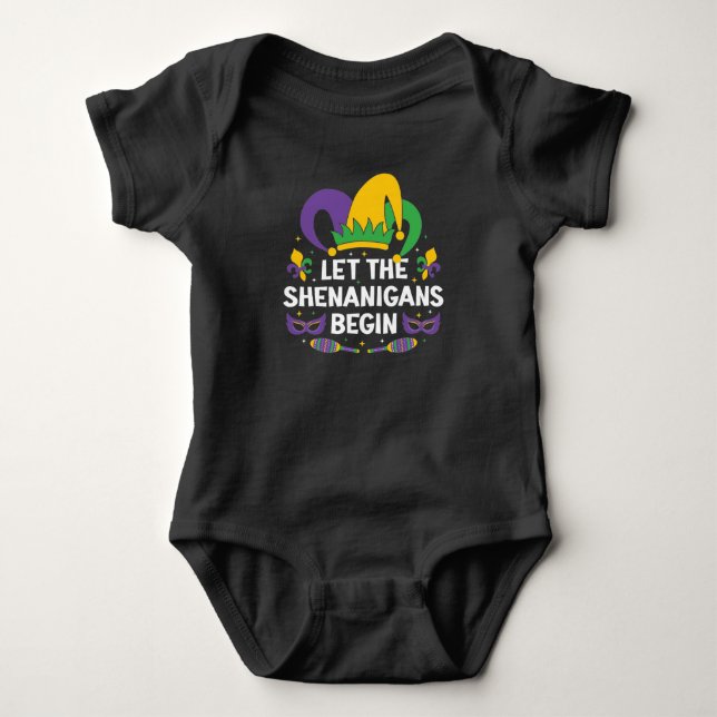 Body Para Bebé Vestimenta De Mardi Gras Que Empiecen Los Shenanig (Anverso)