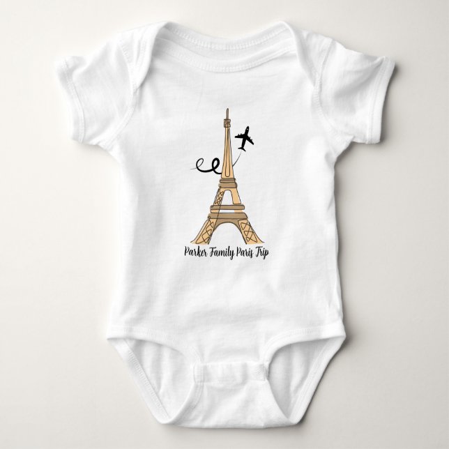 Body Para Bebé Viaje a París personalizable Chic Torre Eiffel (Anverso)