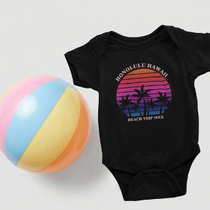 Body Para Bebé Viaje de playa personalizado Palmeras tropicales N