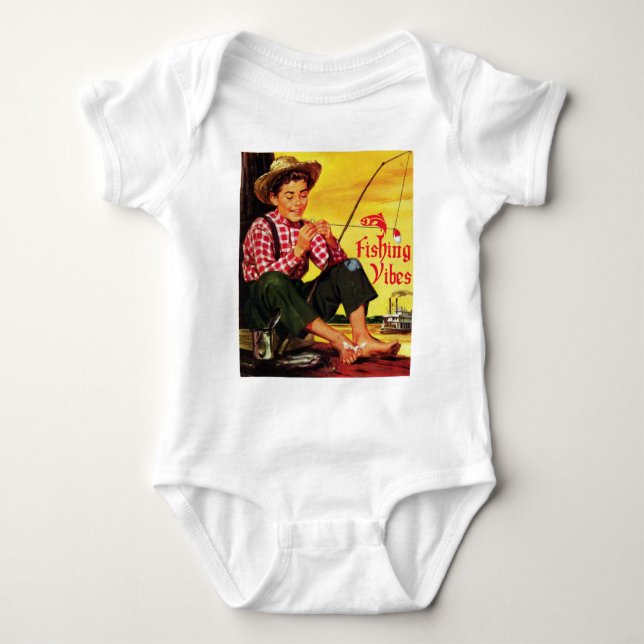 Body Para Bebé Vibes de pesca de época con aventura pesquera (Anverso)