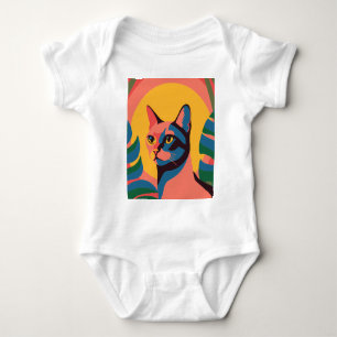 Body Para Bebé Vibrant Pop Art Cat Portrait