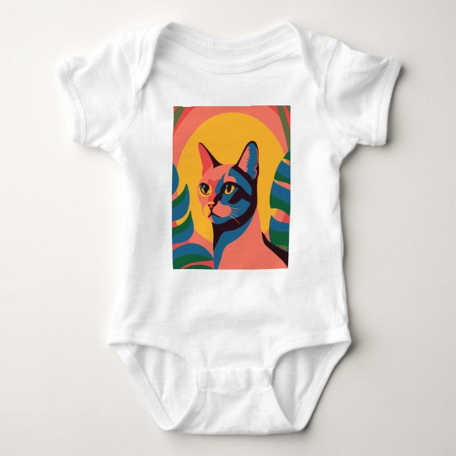 Body Para Bebé Vibrant Pop Art Cat Portrait (Anverso)