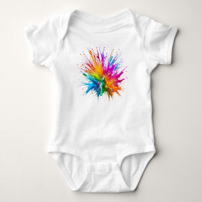 Body Para Bebé Vibrant Rainbow Paint Splatter Explosion (Anverso)