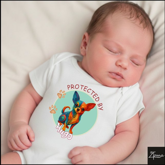 Body Para Bebé Vibrant Swirl Quilled Chihuahua dog Portrait (Subido por el creador)