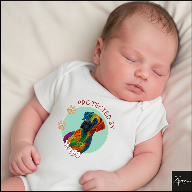 Body Para Bebé Vibrant Swirl Quilled Great Dane dog Portrait (Subido por el creador)