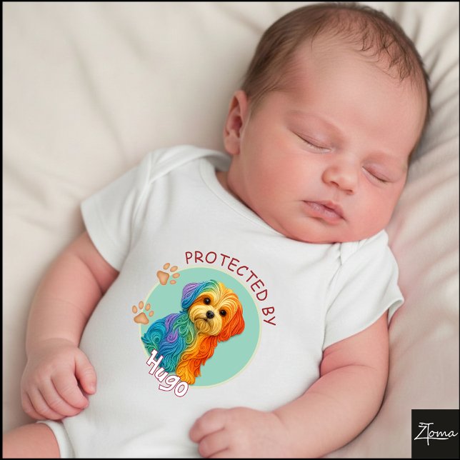 Body Para Bebé Vibrant Swirl Quilled Maltese dog Portrait (Subido por el creador)