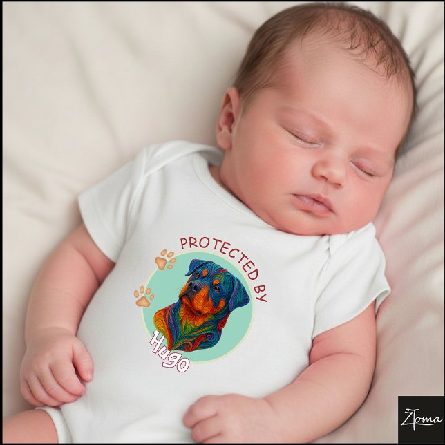 Body Para Bebé Vibrant Swirl Quilled Rottweiler dog Portrait (Subido por el creador)