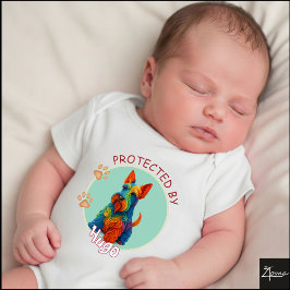 Body Para Bebé Vibrant Swirl Quilled Scottish Terrier dog Portrai