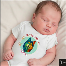 Body Para Bebé Vibrant Swirl Quilled Siberian Husky dog Portrait