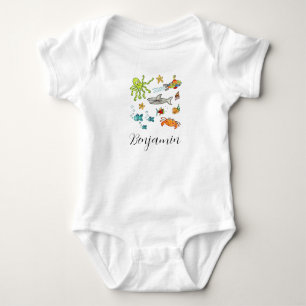 Body Para Bebé Vida Marina Personalizada Bajo el Mar