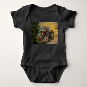 Body Para Bebé Viejo Bar Rústico Vintage Green Tractor