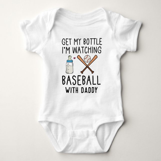Body Para Bebé Viendo el béisbol con papá | Béisbol divertido (Anverso)