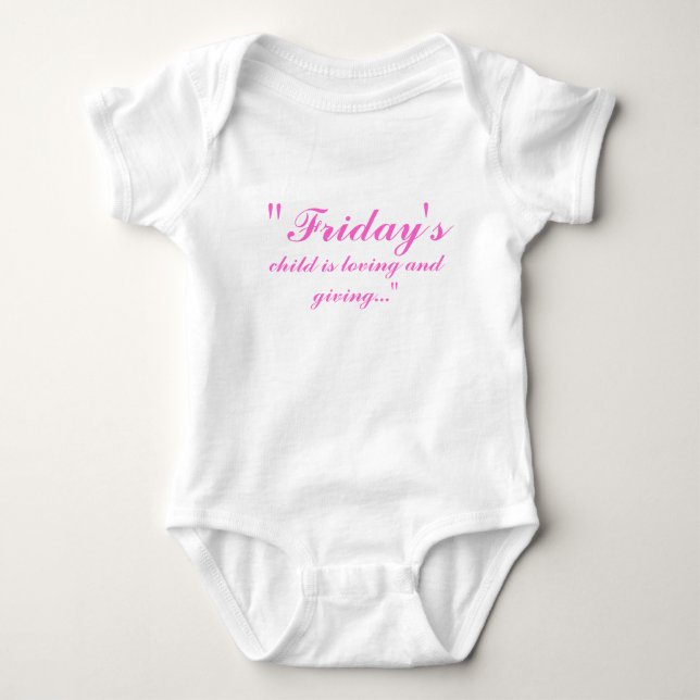 Body Para Bebé "Viernes, niño es cariñoso y de donante… " (Anverso)