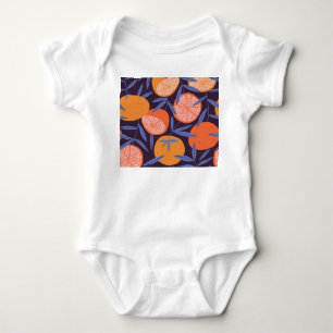 Body Para Bebé Vintage de pomelo, patrón de fruta tropical.