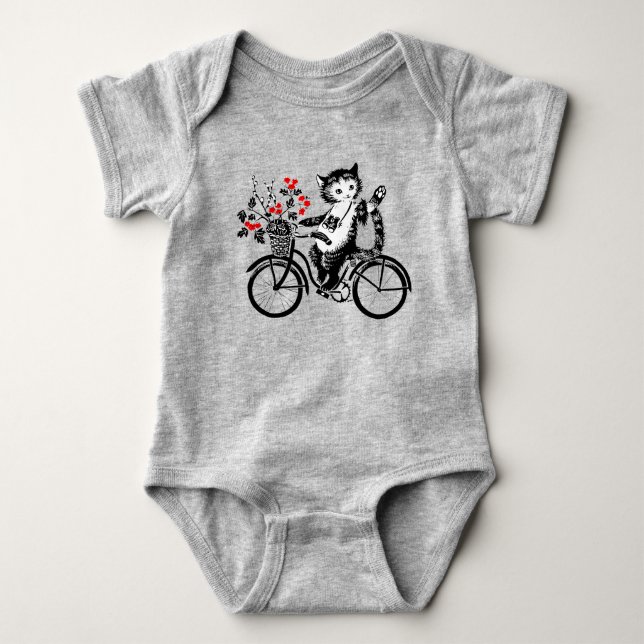 Body Para Bebé Vintage Kitty En Bicicleta (Anverso)