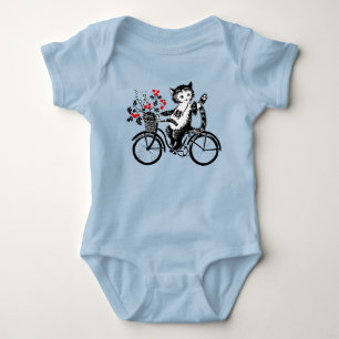 Body Para Bebé Vintage Kitty En Bicicleta