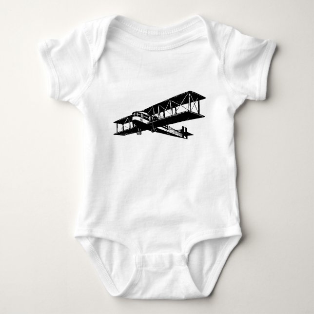 Body Para Bebé Vintage Plane - Negro (Anverso)