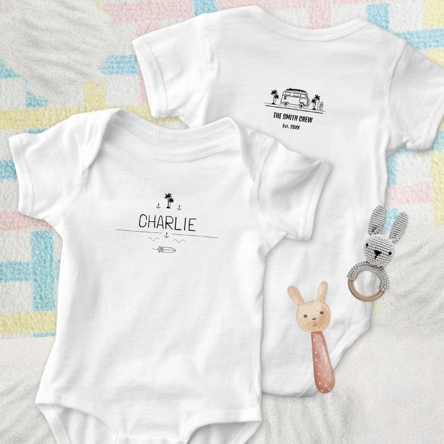 Body Para Bebé Vintage Van Life Surfer Crew (Vintage Van Life Surfer Crew Baby Bodysuit ©Susanne Sachers - Sunny Wanderlust 🌞✈️)