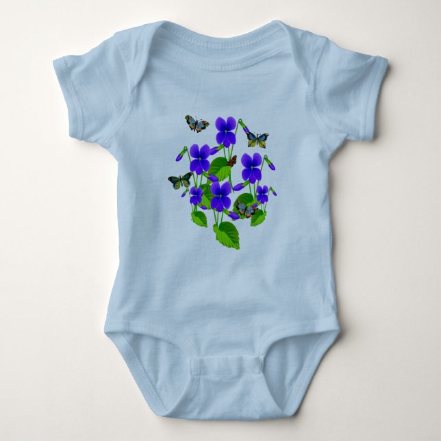 Body Para Bebé Violetas y mariposas (Anverso)