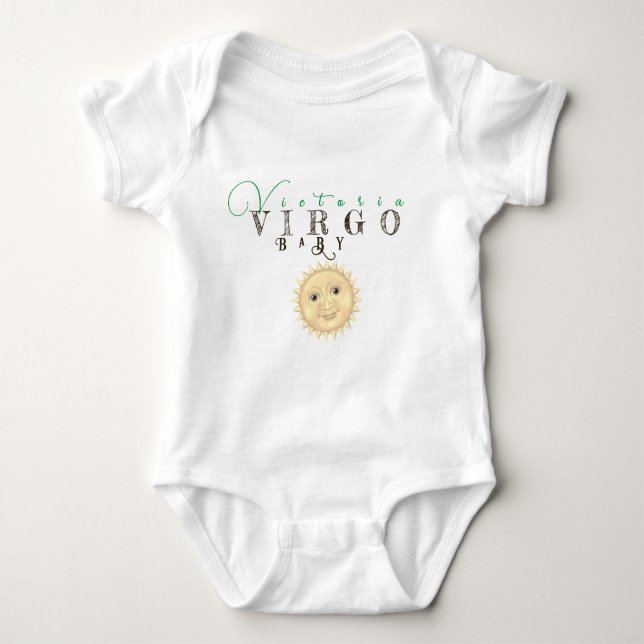 Body Para Bebé Virgo Baby Jumper Sun Rótulo Happy Face Zodiac Rót (Anverso)