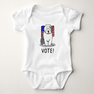 Body Para Bebé ¡Votar! El viejo perro pastor inglés Gray 1 Cuelme