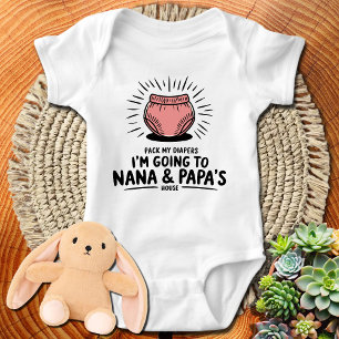 Body Para Bebé Voy a la casa de Nana y papá, abuelo gracioso