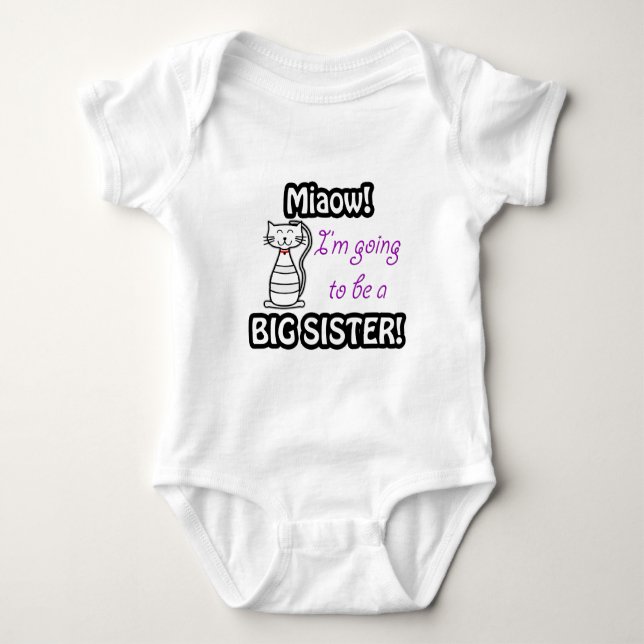 Body Para Bebé Voy a ser una camiseta de gato de hermana grande (Anverso)