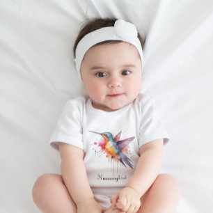 Body Para Bebé Vuelo Colorido, colibrí acuarela personalizado