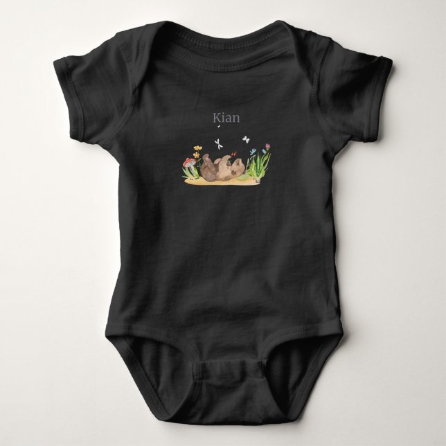 Body Para Bebé Waldtier Bear Flowers Name Kian (Anverso)
