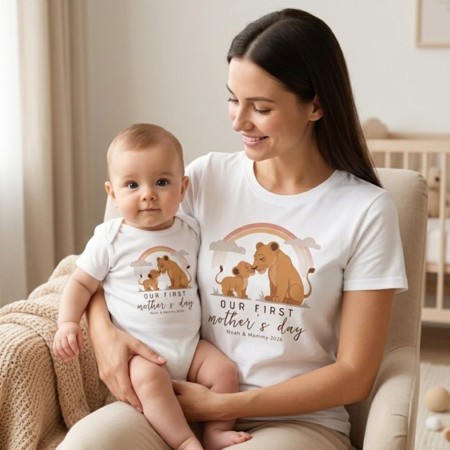 Body Para Bebé Warm Lion Baby Mom Love First Mothers Day Soft Art (Subido por el creador)