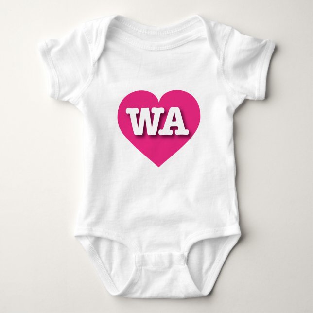 Body Para Bebé Washington Hot Pink Heart - Amo a WA (Anverso)
