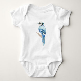 Body Para Bebé Watercolor Azul Jay Bird Naturaleza Art