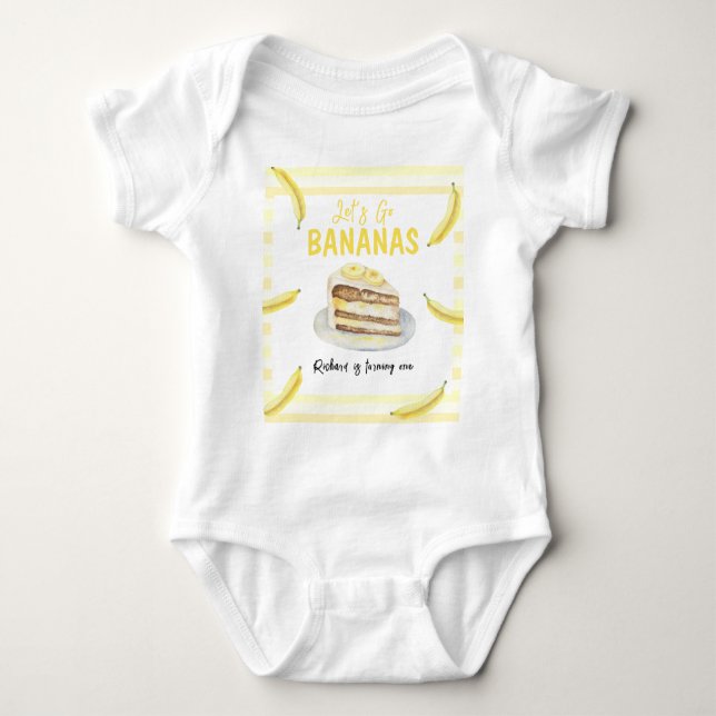 Body Para Bebé Watercolor Banana Cake Birday Party (Anverso)
