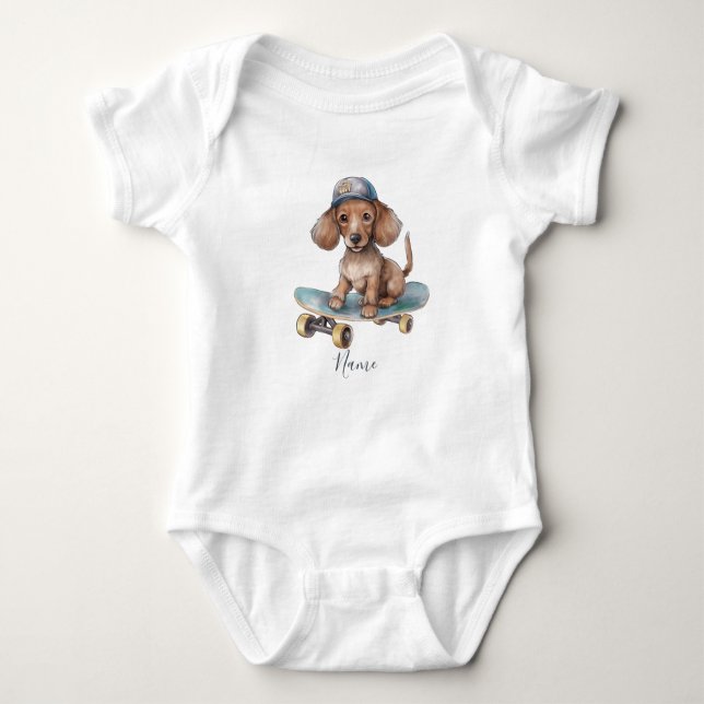Body Para Bebé Watercolor Dachshund Baby Bodysuit (Anverso)