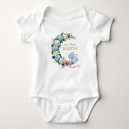 Body Para Bebé Watercolor Easter Hydrangea Wreath Cute Bunny